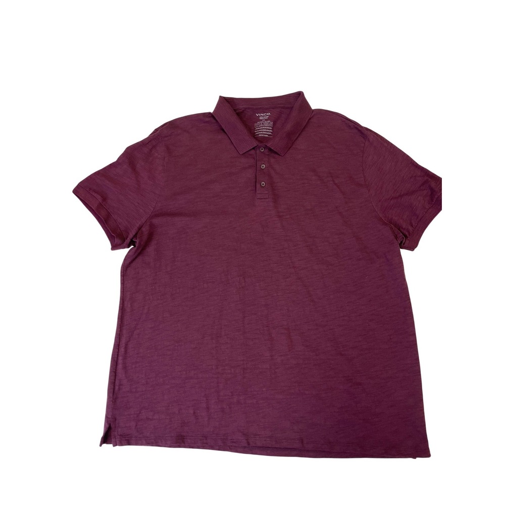 Vince Mens XXL Burgundy Plum Slub Cotton Short Sleeve Polo Shirt